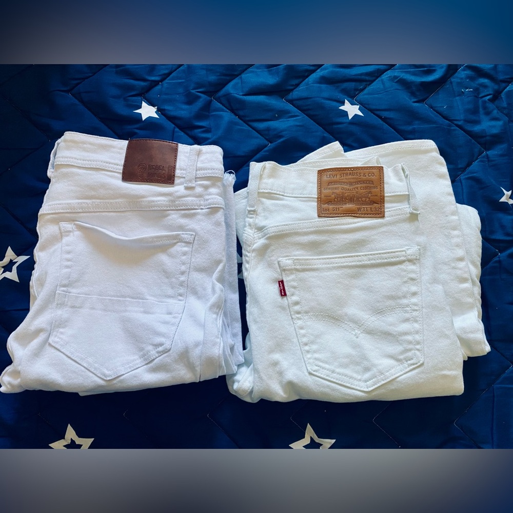 2 pairs of white jeans men
